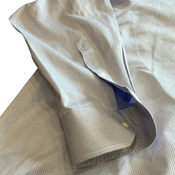 Hart Schaffner Marx Blue Striped Pima Cotton Dress Shirt 17.5 - Picture 2 of 3